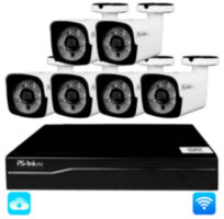 Комплект видеонаблюдения WIFI 3Мп KIT-W306TB беспроводной, 6 камер для улицы, удаленный доступ