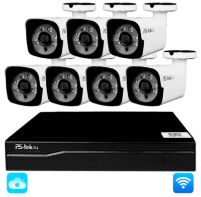 Комплект видеонаблюдения WIFI 3Мп KIT-W307TB беспроводной, 7 камер для улицы, удаленный доступ Комплект беспроводного видеонаблюдения  KIT-W307TB на семь камер представляет собой готовое решение для организации безопасности на объектах любого назначения, обеспечивая круглосуточный контроль территории с высоким разрешением 3 Мп (2304x1296).