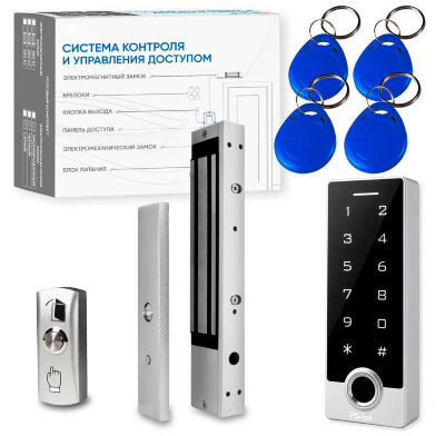 Комплект СКУД KIT-TF2MF-WP-W-280 для улицы, до 10000 пользователей, металл, тип Mifare, магнитный замок 280 кг Комплект СКУД KIT-TF2MF-WP-W-280 — готовый комплект СКУД для организации контролируемого прохода на одну дверь.