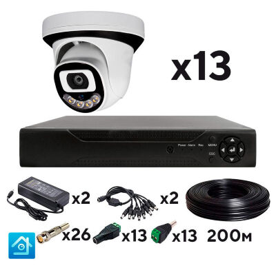 Комплект видеонаблюдения AHD 8Мп KIT-A813HDC 13 камер для помещения с LED-подсветкой, без микрофона Премиальный комплект видеонаблюдения KIT-A813HDC - это профессиональное решение для объектов, где требуется максимальная детализация изображения: банков, офисов, складов, торговых залов, учебных заведений и пунктов выдачи заказов.