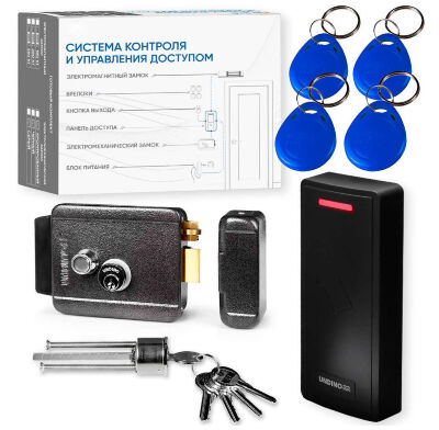 Комплект СКУД Undino KIT-CR101EM-G эл. механический замок, считыватель RFID Готовый комплект СКУД Undino KIT-CR101EM-G — это универсальное и эстетичное решение для организации автономного контроля доступа с упрощённым управлением и визуальной интеграцией в фасад.