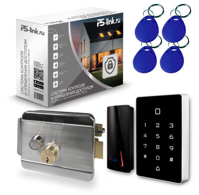 Система СКУД KIT-T12MF-P-SSM на 1 дверь, сенсорная панель, 2 считывателя Mifare, серебристый замок, НЗ тип Комплект СКУД KIT-T12MF-P-SSM на одну дверь на базе считывателя с контроллером доступа, дополнительного RFID считывателя, четырех RFID Mifare ключей и замка универсального назначения, например, для размещения у ворот под навесом.