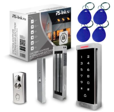Система СКУД KIT-T6MF-180 электромагнитный замок 180 кг НО типа, панель сенсорная Mifare, 2000 пользователей, для помещения Комплект СКУД KIT-T6MF-180 на одну дверь на базе считывателя с контроллером доступа, дополнительного RFID считывателя, четырех RFID Mifare ключей, кнопкой выхода и магнитного замка с силой удержания порядка 180кг.