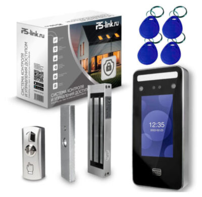 Система СКУД KIT-TM06-180 / детектор лиц / RFID KIT-TM06-180 — комплект контроля доступа с функцией распознавания лиц и замком двери для обеспечения входа в помещение.