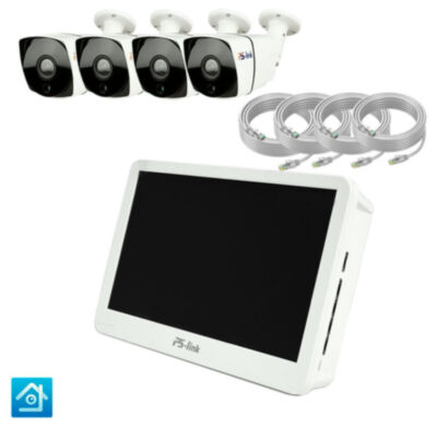 Комплект видеонаблюдения IP Ps-Link KIT-C204IP-POE-LCD / 2Мп / 4 камеры / монитор 