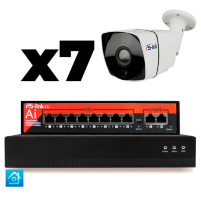 Комплект видеонаблюдения IP 8Мп KIT-C807IP-PL 7 камер для улицы, программный датчик движения, удаленный доступ, ночное видение Комплект IP-видеонаблюдения  KIT-C807IP-PL - это готовое решение для организации профессиональной уличной системы безопасности на малых и средних объектах: частных домах, офисах, магазинах, складах, парковках и других территориях, где требуется максимальная детализация изображения.