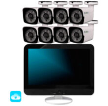 Комплект видеонаблюдения WIFI с монитором 3Мп  KIT-W308TB-M беспроводной, 8 камер для улицы, удаленный доступ