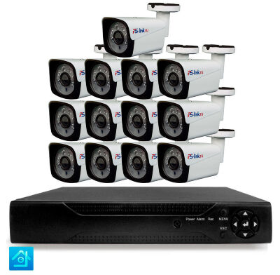 Комплект видеонаблюдения AHD 2Мп KIT-C213HD 13 камер для улицы, ночная съемка, датчик движения Комплект всепогодного AHD-видеонаблюдения KIT-C213HD - это профессиональное, полностью готовое к монтажу решение для круговой защиты периметра крупных объектов и открытых территорий: промышленных предприятий, логистических центров, автозаправочных станций, складов, коттеджных поселков, парковок и режимных объектов, где требуется надежная круглосуточная работа в любых погодных условиях.