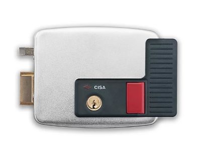 Электромеханический замок Cisa 11931.60.4 Внутренняя кнопка и цилиндр. Блокировка замка в открытом состоянии, кнопки. С самобло-кирующейся защелкой.