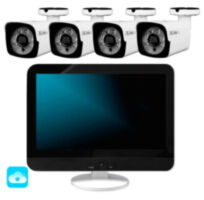 Комплект видеонаблюдения WIFI с монитором 5Мп KIT-W504TB-M беспроводной, 4 камеры для улицы, ночное видение, удаленный доступ