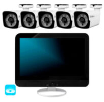 Комплект видеонаблюдения WIFI с монитором 5Мп KIT-W505TB-M беспроводной, 5 камер для улицы, ночное видение, удаленный доступ