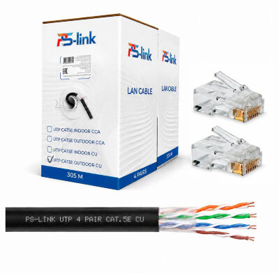 Кабель витая пара UTP4 cat.5E CU 305 метров UTP-CU305-OUT уличный  UTP-CU305-EXT — это профессиональный сетевой кабель (витая пара UTP4, Cat.