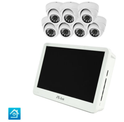 Комплект видеонаблюдения IP Ps-Link KIT-A207IP-POE-LCD / 2Мп / 7 камер / монитор 