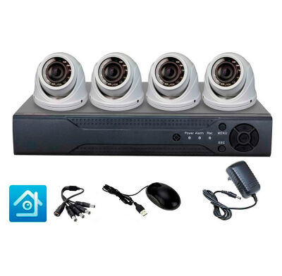 Комплект видеонаблюдения AHD 5Мп KIT-A504HDV-NC 4 камеры, антивандальный, без кабеля KIT-A504HDV-NC — готовый комплект видеонаблюдения на 4 камеры с 4-канальным AHD видеорегистратором, 4 антивандальными купольными камерами, но без кабеля.