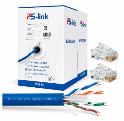 Кабель витая пара UTP4 cat.6 CU 305 метров UTP-CAT6-CU305  UTP-CAT6-CU305 — сетевой кабель «витая пара» категории Cat.