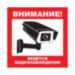 Уличная наклейка "Внимание ведется видеонаблюдение" с камерой 200x200 мм - Уличная наклейка "Внимание ведется видеонаблюдение" с камерой 200x200 мм