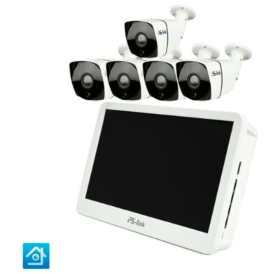 Комплект видеонаблюдения IP Ps-Link KIT-C505IP-POE-LCD / 5Мп / 5 камер / монитор 