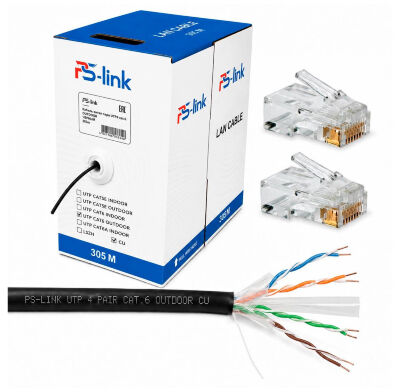 Кабель витая пара UTP4 cat.6 CU 305 метров UTP-CAT6-CU305-OUT уличный  UTP-CAT6-CU305-OUT — уличный сетевой кабель «витая пара» категории Cat.
