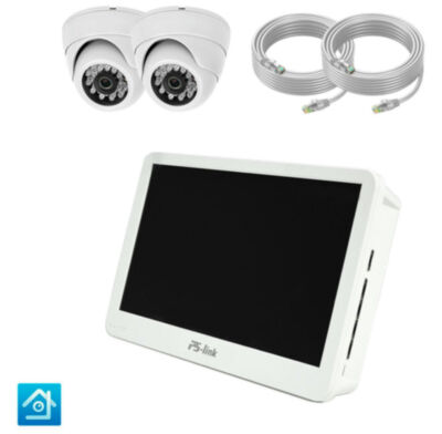 Комплект видеонаблюдения IP Ps-Link KIT-A502IP-POE-LCD / 5Мп / 2 камеры / монитор 