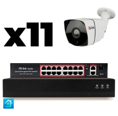 Комплект видеонаблюдения IP 8Мп KIT-C811IP-PL 11 камер для улицы, программный датчик движения, удаленный доступ, ночное видение, умный коммутатор Комплект IP-видеонаблюдения  KIT-C811IP-PL - это готовое решение для организации профессиональной уличной системы безопасности на малых и средних объектах: частных домах, офисах, магазинах, складах, парковках и других территориях, где требуется максимальная детализация изображения.