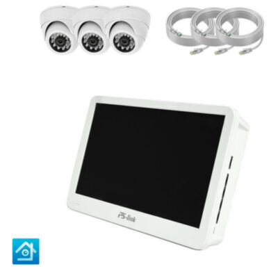 Комплект видеонаблюдения IP Ps-Link KIT-A503IP-POE-LCD / 5Мп / 3 камеры / монитор 