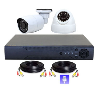 Комплект видеонаблюдения AHD 2Мп PST K02BHM 1 камера для улицы 1 для помещения с микрофоном Готовый комплект HD видеонаблюдения для быстрой установки в составе 2-х AHD камер (1-й уличной и 1-й купольной с микрофоном)  разрешением 2Мр (1920х1080), AHD видеорегистратора, проводов, блоков питания.