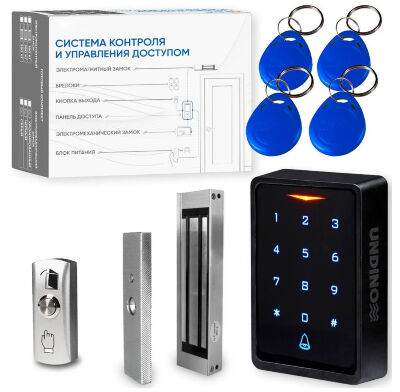 Комплект СКУД Undino KIT-ACP304EM-180 эл. магнитный замок 180кг, RFID, WIFI Готовый комплект СКУД Undino KIT-ACP304EM-180 — это практичное и надёжное решение для организации автономного контроля доступа с поддержкой удалённого управления и оптимальным запиранием для средних и лёгких дверей.
