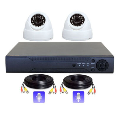 Комплект видеонаблюдения AHD 2Мп PST K02AHM 2 камеры для помещения с микрофоном Готовый комплект HD видеонаблюдения для быстрой установки в составе 2-х AHD камер (внутренних с микрофонами)  разрешением 2Мр (1920х1080), AHD видеорегистратора, проводов, блоков питания.