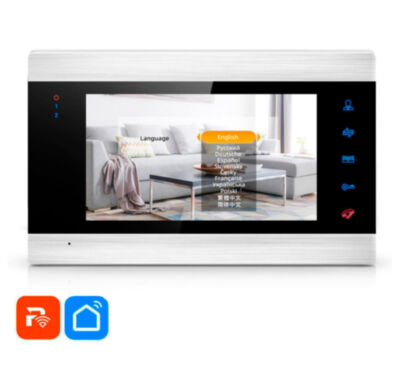 Видеодомофон проводной Ps-Link DB09-M с экраном 7 дюймов и WIFI модулем DB9-M - проводной видеодомофон современного дизайна с WIFI модулем 2,4ГГц, цветным экраном 7 дюймов и сенсорным кнопками для организации системы контроля входной зоны и видеонаблюдения.
