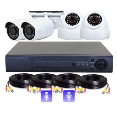 Комплект видеонаблюдения AHD 5Мп PST K04BFM 4 камеры 2 микрофона Готовый комплект AHD видеонаблюдения для быстрой установки в составе 4 AHD камер разрешением 5Мр, AHD видеорегистратора, 2-х микрофонов, 4-х бухт проводов, блоков питания