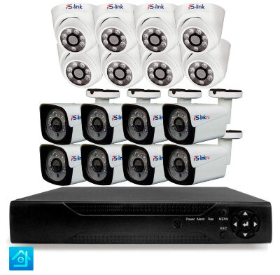 Комплект видеонаблюдения AHD 5Мп KIT-B516HD 8 камер для улицы, 8 камер для помещения, датчик движения, ночная съемка Комплект гибридного AHD-видеонаблюдения KIT-B516HD - это флагманское профессиональное решение для комплексной защиты крупных объектов со сложной архитектурой и разделением на наружные и внутренние зоны контроля: многопрофильных предприятий, крупных торговых центров, производственных комплексов, складских терминалов, гостиниц, офисных зданий и других объектов с высокой проходимостью, где требуется одновременный контроль периметра и внутренних пространств с видеонаблюдением сверхвысокой четкости.