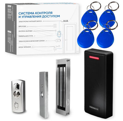 Комплект СКУД Undino KIT-CR101MF-180 эл. магнитный замок 180кг, RFID, память 2000 Готовый комплект СКУД Undino KIT-CR101MF-180 — это практичное и надёжное решение для организации автономного контроля доступа с поддержкой защищённых карт Mifare, упрощённым управлением и оптимальным запиранием для лёгких и средних дверей.
