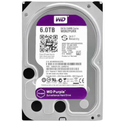 Жесткий диск HDD 3.5 Western Digital Purple SATA 6Тб внутренний (восстановленный) Жесткий диск Western Digital объемом 6 ТБ — это надежное решение для хранения данных в домашних и профессиональных системах.