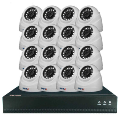 Комплект видеонаблюдения IP 5Мп KIT-A516IP-POE 16 камер с ночной съемкой для помещения, с датчиком движения, питание PoE Комплект видеонаблюдения на базе купольных IP-камер  IP305P с разрешением 5 мегапикселей и 16-канального IP-видеорегистратора PS-I3116XP представляет собой профессиональное готовое решение для круглосуточного видеоконтроля внутри помещений, где требуется повышенная детализация изображения - от квартир и офисов до магазинов, складов и подъездов, обеспечивая четкую фиксацию лиц, номеров техники и мелких предметов благодаря матрице с разрешением 2592x1944 пикселей.