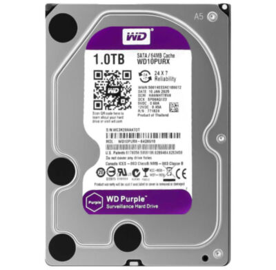Жесткий диск HDD 3.5 Western Digital Purple SATA 1Тб внутренний (восстановленный) Жесткий диск Western Digital объемом 1 ТБ — это надежное решение для хранения данных в домашних и офисных системах.