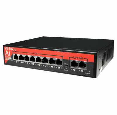 Сетевой PoE коммутатор 8 POE и 2 Uplink портов Ps-Link VD-208P PS-208P — идеальное решение для надёжной и эффективной системы видеонаблюдения.