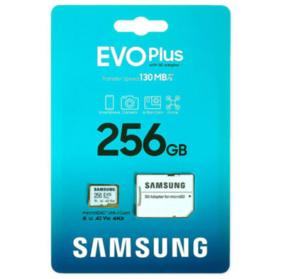 Карта памяти microSD Samsung EVO Plus 256 ГБ class 10 (MB-MC256SA) Карта памяти Samsung EVO Plus 256 ГБ (MB-MC256SA) — универсальное решение для пользователей, которым необходима высокая производительность, надежность и совместимость с различными устройствами.