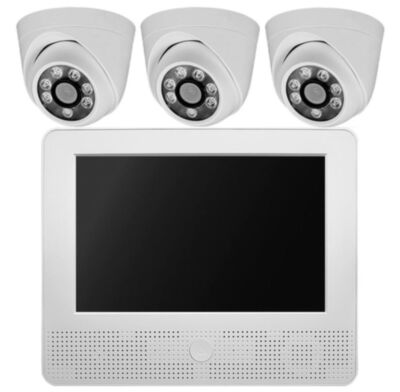 Комплект видеонаблюдения AHD 5Мп KIT-A9503HD 3 камеры для помещения, регистратор с монитором KIT-A9503HD — это современный комплект видеонаблюдения, состоящий из гибридного видеорегистратора A9104HX с 10-дюймовым монитором и купольных AHD камер PS-AHD305 с разрешением 5 Мп.