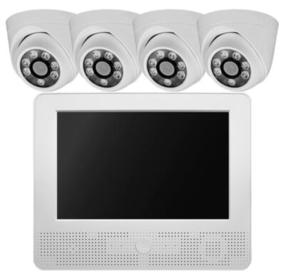 Комплект видеонаблюдения AHD 5Мп KIT-A9504HD 4 камеры для помещения, регистратор с монитором KIT-A9504HD — это современный комплект видеонаблюдения, состоящий из гибридного видеорегистратора A9104HX с 10-дюймовым монитором и купольных AHD камер PS-AHD305 с разрешением 5 Мп.