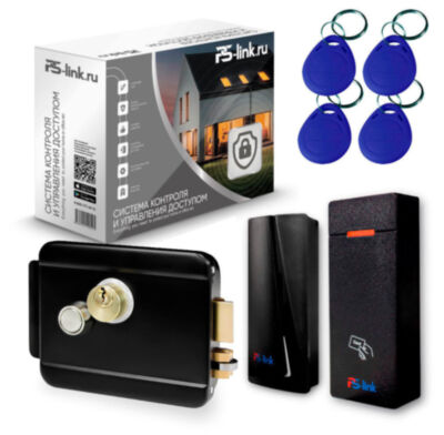 Система СКУД KIT-M010EM-WP-P-B на 1 дверь, черный электромеханический замок, 2 всепогодных считывателя RFID 125 кГц EM-Marine Комплект СКУД  KIT-M010EM-WP-P-B на одну дверь на базе контроллера со встроенным считывателем, дополнительного считывателя RFID, а также с четырьмя RFID ключами и электромеханическим замком для организации контролируемого доступа определенного круга лиц в различные офисные или служебные помещения с обязательной идентификацией по RFID ключу.