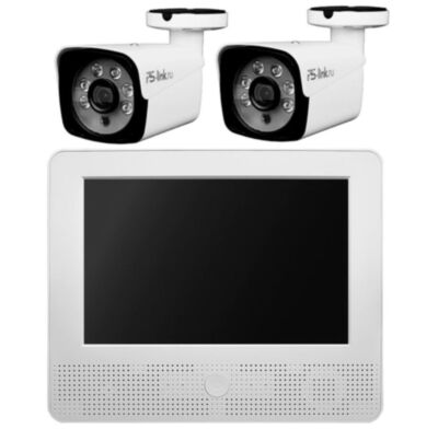 Комплект видеонаблюдения AHD 5Мп KIT-C9502HD 2 камеры для улицы, регистратор с монитором KIT-C9502HD — это комплект видеонаблюдения для дома, офиса и бизнеса, включающий гибридный видеорегистратор A9104HX с 10-дюймовым монитором, уличные камеры 5 Мп с поддержкой форматов AHD/TVI/CVI/CVBS, кабель и блоки питания.