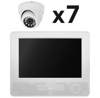 Комплект видеонаблюдения AHD 2Мп KIT-A9207HD 7 камер для помещения, регистратор с монитором KIT-A9207HD — это комплект видеонаблюдения 2 Мп FullHD для помещения, включающий гибридный видеорегистратор A9108HX с монитором, семь камер AHD, кабель и блоки питания.