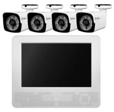 Комплект видеонаблюдения AHD 5Мп KIT-C9504HD 4 камеры для улицы, регистратор с монитором KIT-C9504HD — это комплект видеонаблюдения для дома, офиса и бизнеса, включающий гибридный видеорегистратор A9104HX с 10-дюймовым монитором, уличные камеры 5 Мп с поддержкой форматов AHD/TVI/CVI/CVBS, кабель и блоки питания.