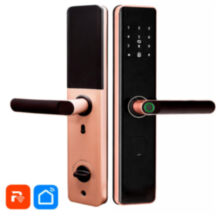 Умный дверной замок  PS-K2 Wi-Fi электронный биометрический с отпечатком пальца, картой и ключом цвет розовое золото