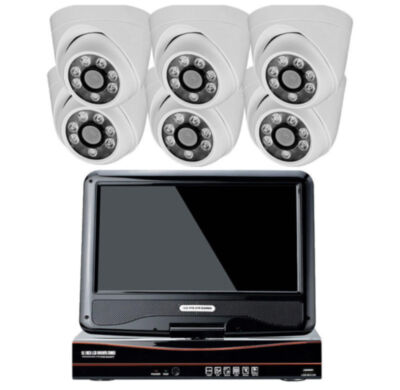 Комплект видеонаблюдения AHD 5Мп KIT-A9506HD 6 камер для помещения, регистратор с монитором KIT-A9506HD — это современный комплект видеонаблюдения, состоящий из гибридного видеорегистратора A9108HX с 10-дюймовым монитором и купольных AHD камер PS-AHD305 с разрешением 5 Мп.