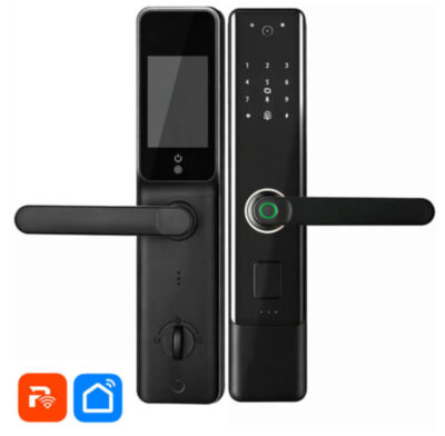 Умный дверной замок PS-K8V Wi-Fi электронный биометрический со сканером отпечатка пальца, камерой и встроенным монитором Умный дверной замок  PS-K8V представляет собой уникальное комбинированное устройство, объединяющее функции полноценного электронного замка с биометрией и интеллектуального видеодомофона со встроенным экраном.