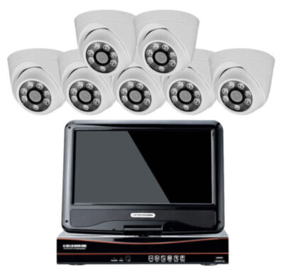 Комплект видеонаблюдения AHD 5Мп KIT-A9507HD 7 камер для помещения, регистратор с монитором KIT-A9507HD — это современный комплект видеонаблюдения, состоящий из гибридного видеорегистратора A9108HX с 10-дюймовым монитором и купольных AHD камер PS-AHD305 с разрешением 5 Мп.