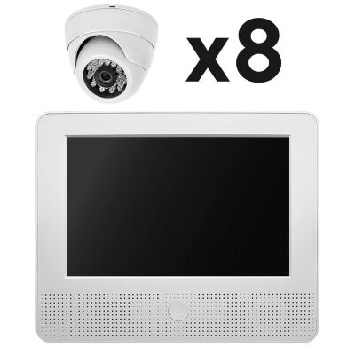 Комплект видеонаблюдения AHD 5Мп KIT-A9508HD 8 камер для помещения, регистратор с монитором KIT-A9508HD — это комплект видеонаблюдения 5 Мп для помещения, включающий гибридный видеорегистратор A9108HX с монитором, восемь камер AHD, кабель и блоки питания.