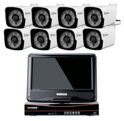 Комплект видеонаблюдения AHD 5Мп KIT-C9508HD 8 камер для улицы, регистратор с монитором KIT-C9508HD — это комплект видеонаблюдения для дома, офиса и бизнеса, включающий гибридный видеорегистратор A9108HX с 10-дюймовым монитором, уличные камеры 5 Мп с поддержкой форматов AHD/TVI/CVI/CVBS, кабель и блоки питания.