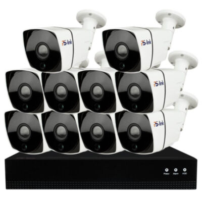 Комплект видеонаблюдения IP 5Мп KIT-С510IP-POE 10 камер с ночной съемкой для улицы, с датчиком движения, питание PoE Комплект проводного IP-видеонаблюдения представляет собой профессиональное готовое решение для организации системы безопасности с повышенными требованиями к детализации изображения на загородных участках, в частных домах, небольших офисах, магазинах, складских помещениях и на парковках, которое включает в себя всё необходимое для быстрого запуска: цифровой 16-канальный видеорегистратор, уличные 5-мегапиксельные IP-камеры с мощной ИК-подсветкой и готовые бухты кабеля длиной 10 метров для подключения каждой камеры.